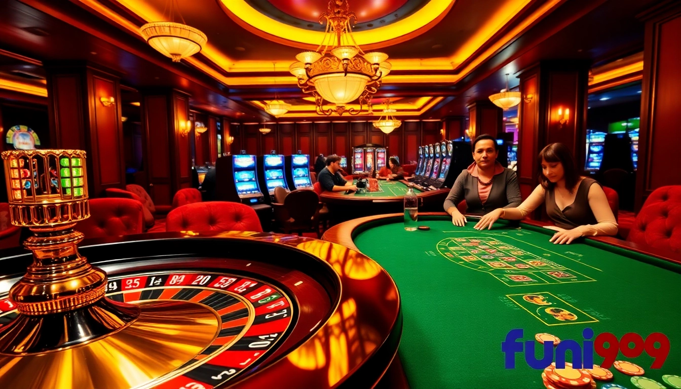 Immersive casino scene highlighting gambling excitement with strategic play at fun79.